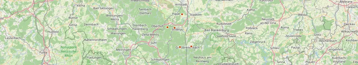 Karte mit den Selbstversorgerhäusern in Ilm-Kreis