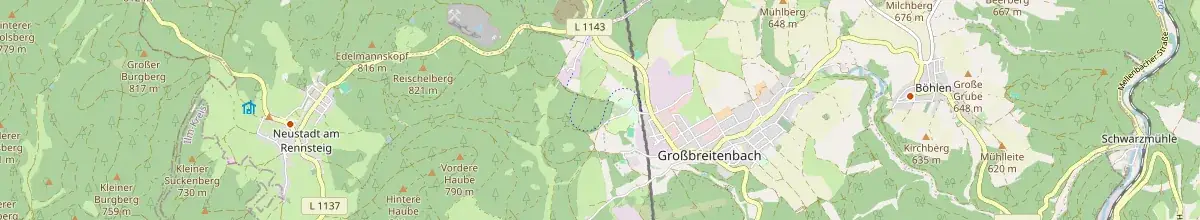 Karte mit den Selbstversorgerhäusern in Großbreitenbach