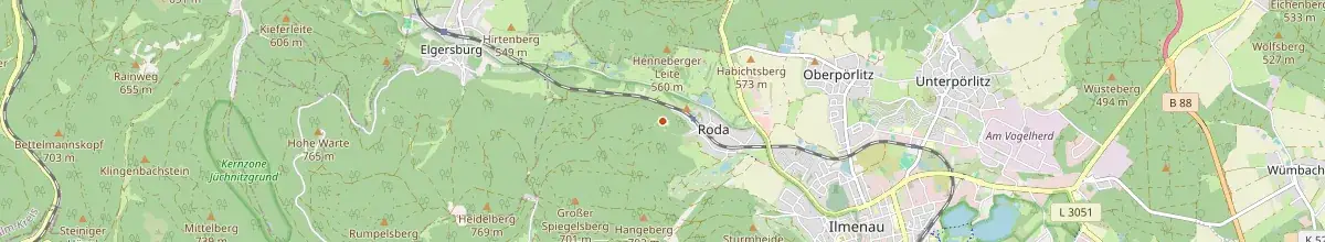 Karte mit den Selbstversorgerhäusern in Ilmenau
