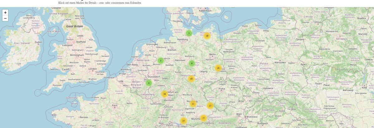 Karte der Selbstversorgerhäuser in Deutschland